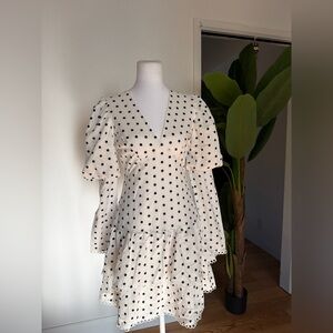 Nasty Gal Cream Dress with Black Polka Dots